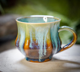 783 - 350ml - Keramiktasse Polygon in braun, grün, türkis