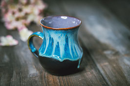 605 - 550 ml - XXL Keramiktasse bauchig in schwarz, blau, creme und graulila