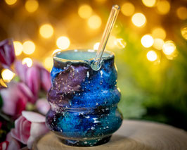 1145 - 400 ml - Strohhalm Becher Wellendesign GALAXY ... innen türkis
