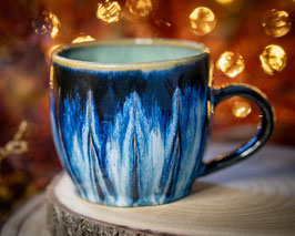 974 - 400 ml - Cappuccino Keramiktasse in schwarz, blaugrau und türkis