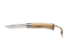 Opinel zakmes N07 Inox, rvs/hout met leren koord