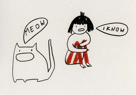 Slinga: Postkarte „Meow -- I know“