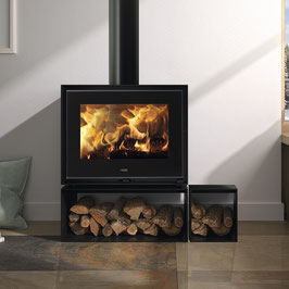 Kunst Stoves Kaminofen Wengue Asymetric Store Ofen mit Holzregalen