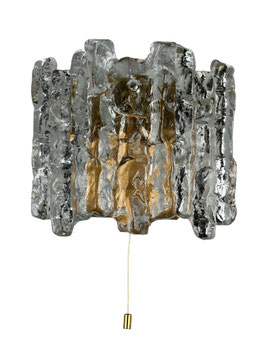 60er 70er Jahre Eis Glas Wandlampe Wandleuchte von J.T. Kalmar Austria Design