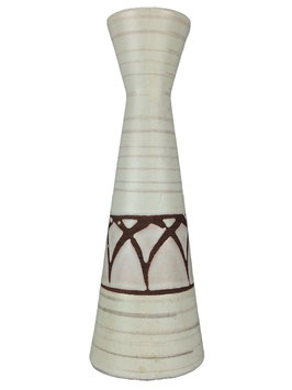 70er Jahre Vase Blumenvase Keramikvase Tischvase Keramik Weiß Braun Space Age