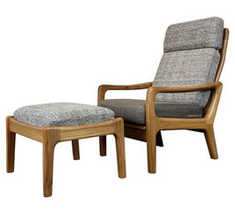 60er 70er Jahre Teak Easy Chair + Ottoman Sessel J. Kristensen Danish Design 60s
