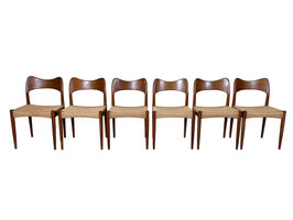 6x 60er 70er Jahre Stühle Teak Dining Chair Niels O. Möller für J.L. Møllers 60s