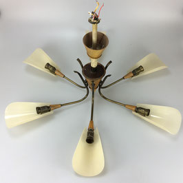 50er 60er Jahre Lampe Leuchte Tütenlampe Kunststoff Messing Mid Century Design