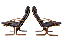 2x 60er 70er Jahre Sessel Easy Chair Ledersessel Westnofa Norway Mid Century
