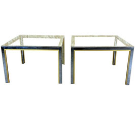 2x 60er 70er Willy Rizzo Coffee Table Side Table Couchtisch Chrome & Brass 60s