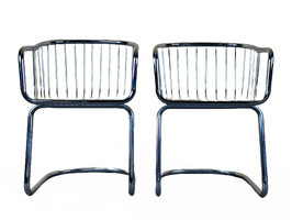 2x 60er 70er Jahre Drahtstuhl Armlehnstuhl Dining Chair Metall Verchromt Design