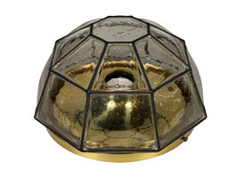 60er 70er Jahre Deckenlampe Glashütte Limburg Germany Plafoniere Glas & Metall