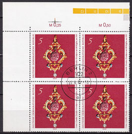 DDR 1682 philat. Stempel Viererblock mit Eckrand links oben