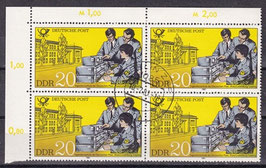 DDR 2586 philat. Stempel Viererblock mit Eckrand links oben