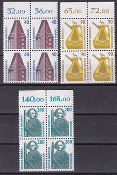 BRD 1379-1381 postfrisch Viererblocksatz mit Bogenrand oben
