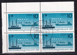 DDR 2771 philat. Stempel Viererblock mit Eckrand links oben