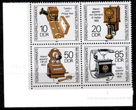 DDR 3226-3229 postfrisch Viererblock mit Eckrand  links unten