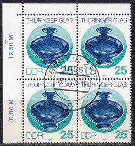DDR 2837 philat. Stempel Viererblock mit Eckrand links oben