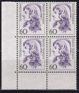 BRD 1332 postfrisch Viererblock mit Eckrand links unten