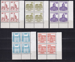 BRD 1139-1143 postfrisch Viererblocksatz mit Eckrand rechts unten