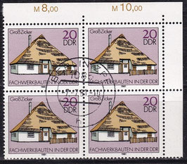 DDR 2624 philat. Stempel Viererblock mit Eckrand rechts oben