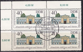 DDR 2828 philat. Stempel Viererblock mit Eckrand links oben