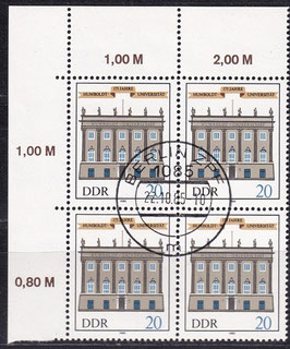 DDR 2980 philat. Stempel Viererblock mit Eckrand links oben