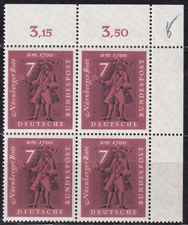 BRD 365 postfrisch Viererblock mit Eckrand rechts oben