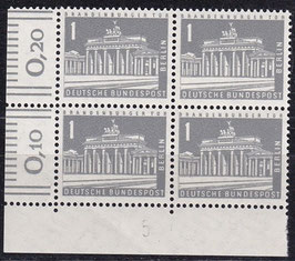 BERL 140 ywDZ postfrisch Viererblock mit Eckrand links unten