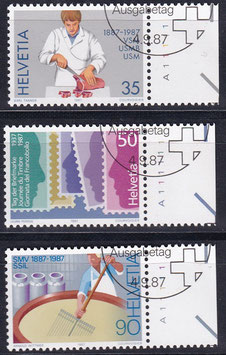 CH 1351-1353 gestempelt mit Bogenrand rechts