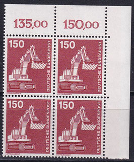 BRD 992 Viererblock postfrisch mit Eckrand rechts oben