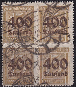 DR 297 gestempelt Viererblock (geprüft "INFLA")