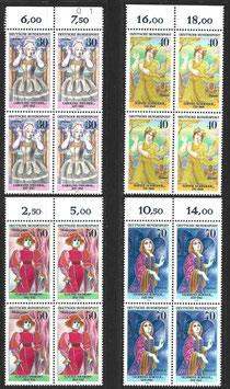 BRD 908-911 postfrisch Viererblocksatz mit Bogenrand oben