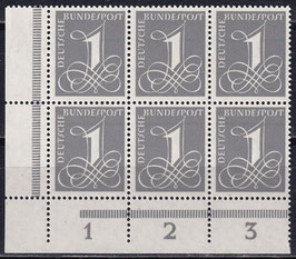 BRD 226y postfrisch 6er-Block mit Eckrand links unten