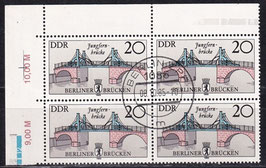 DDR 2973 I philat. Stempel Viererblock mit Eckrand links oben