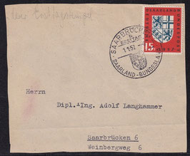 SAAR-B 379 auf Briefstück mit Ersttagsstempel (1)