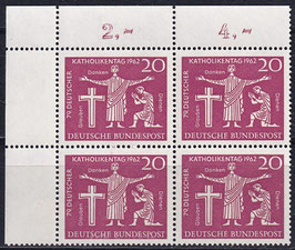 BRD 381 postfrisch Viererblock mit Eckrand links oben