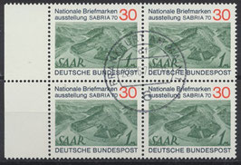 BRD 619 gestempelt Viererblock mit Bogenrand links