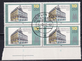 DDR 2733 philat. Stempel Viererblock mit Bogenrand unten