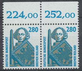 BRD 1381 postfrisch waagrechtes Paar Bogenrand oben (RWZ)