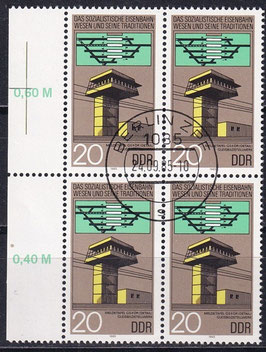 DDR 2968 philat. Stempel Viererblock mit Bogenrand links