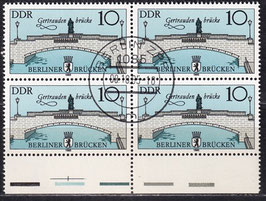 DDR 2972 I philat. Stempel Viererblock mit Bogenrand unten