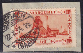 SAAR 143 gestempelt auf Briefstück (1)