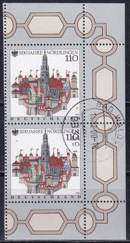 BRD 1965 gestempelt senkrechtes Paar mit Bogenrand