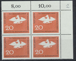 BRD 452 postfrisch Viererblock mit Eckrand rechts oben