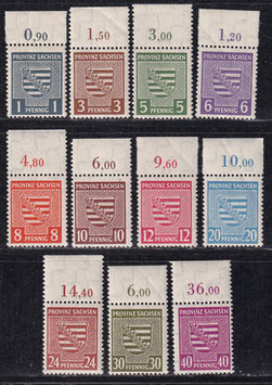 SBZ 73X-84X (ohne 80) postfrisch mit Bogenrand oben