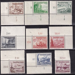 DR 651-659 postfrisch mit Bogen- und Eckränder teils mit Formnummer