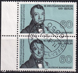 BRD 1537 gestempelt senkrechtes Paar mit Bogenrand links