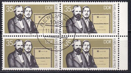 DDR 2785 philat. Stempel Viererblock mit Bogenrand rechts