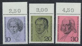 BRD 616-618 postfrisch mit Bogenrand oben